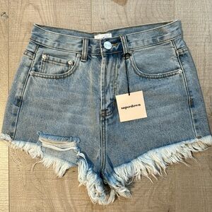 NWT Superdown Denim Jean Shorts frayed destroyed 26